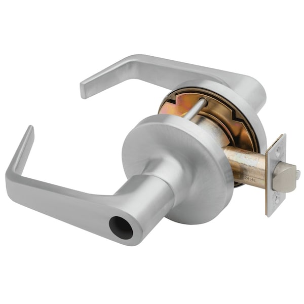 Grade 1 Asylum Cylindrical Lock, Less Cylinder, Dane Lever, Standard Rose, Satin Chrome Finish